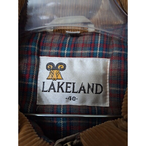 Vintage Lakeland Chore Jacket Barn Coat Womens Sz 40 Large Nylon Corduroy Collar - Picture 7 of 16